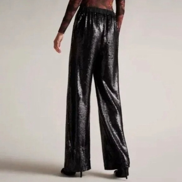 NWT Ted Baker Milleit matte sequin high rise wide leg trouser evening pants 8 - Picture 2 of 14